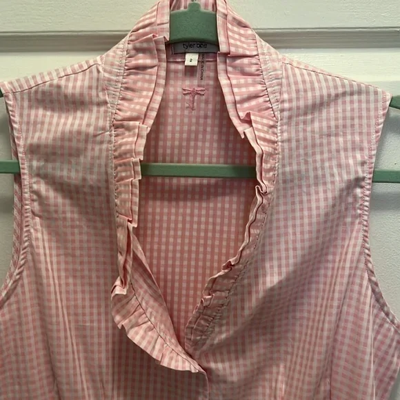TYLER BOE CHERRY BLOSSOM BLOUSE. Pink & white checked. EUC! Size 2. - Picture 2 of 9